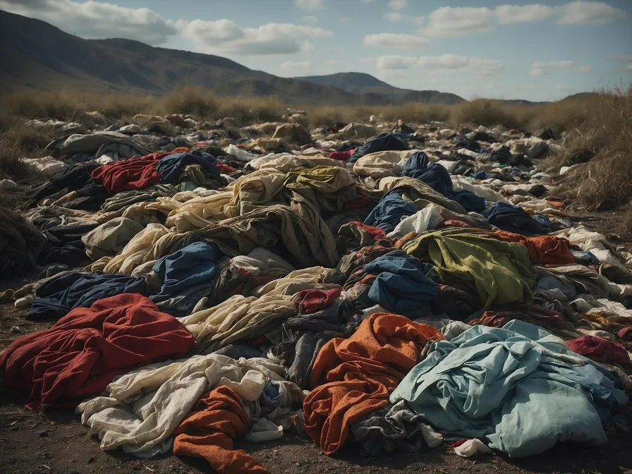 A landfill filled with textile waste